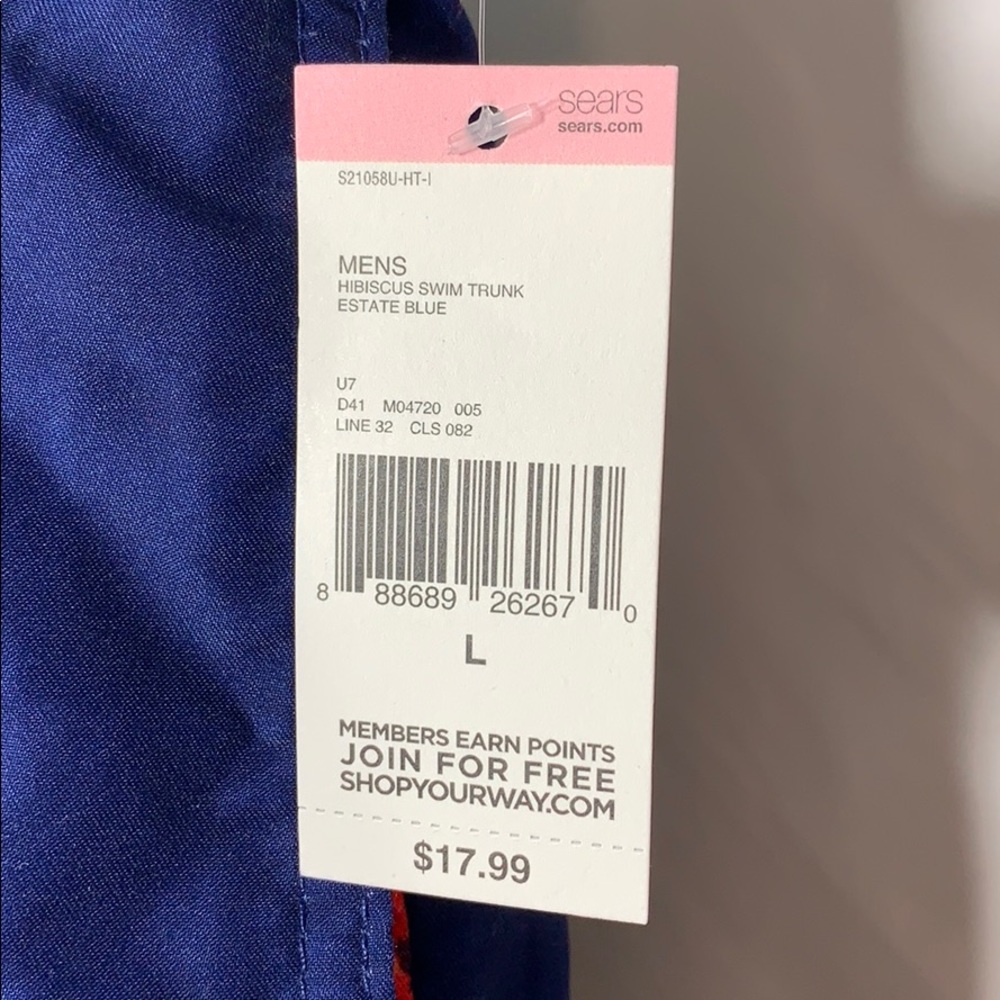 Men’s Hibiscus Swim Trunks Estate Blue - Picture 4 of 10